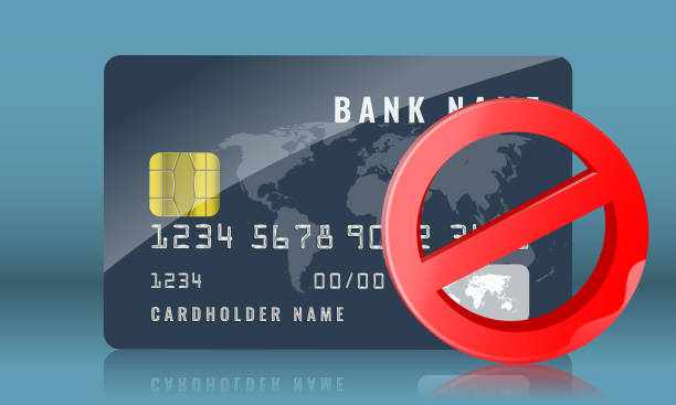 istock Blocked credit or bank card concept illustration. Vector illustration. 1153427416