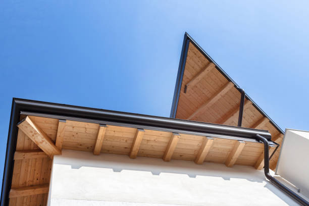 istock Rain gutter on the roof ecological house 1153433512