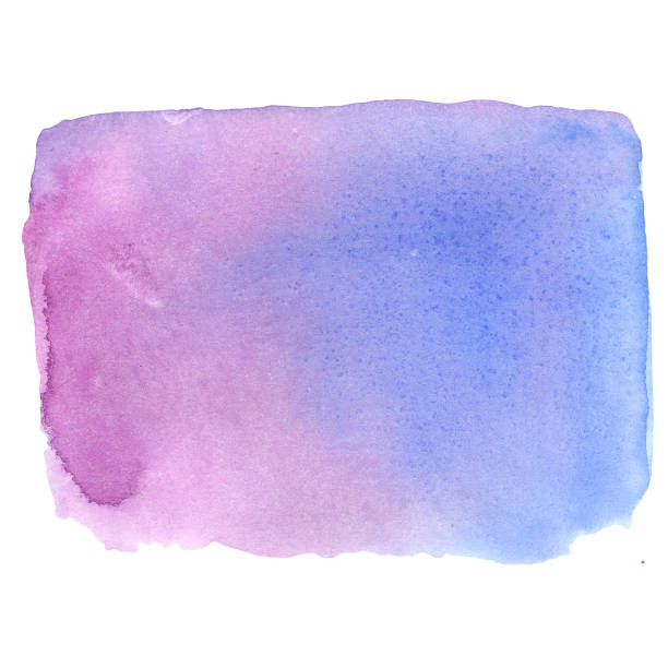 istock Illustration of a watercolor background blot on a white background gradient from pink purple to blue with drops of dark blue 1153433838