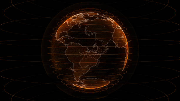 istock orange global network, illustration earth map particle 1153433844