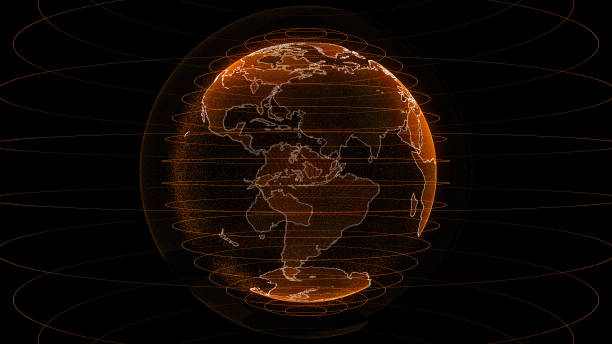 istock orange global network, illustration earth map particle 1153433859