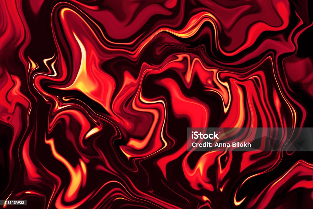 Abstract Flame Fire Red Yellow Black Marble Background Wave Swirl Pattern Neon Colorful Gradient Marbled Shiny Texture Abstract Flame Fire Red Orange Yellow Black Marble Background Wave Pattern Gradient Marbled Wavy Texture Distorted Macro Photography Electro Music Stock Photo