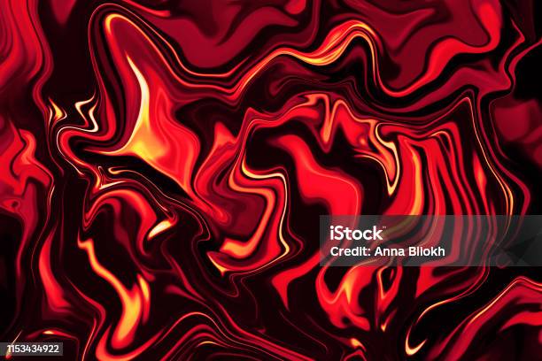 Abstract Flame Fire Red Yellow Black Marble Background Wave Swirl Pattern Neon Colorful Gradient Marbled Shiny Texture Stock Photo - Download Image Now
