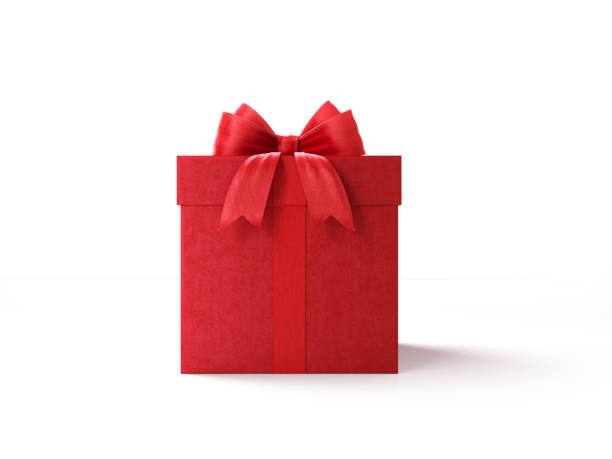 boîte cadeau rouge attaché avec le ruban rouge - boîte cadeau photos et images de collection