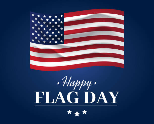 flagge tag blaues plakat, hintergrund mit us-flagge. vector illustration. - flag day stock-grafiken, -clipart, -cartoons und -symbole