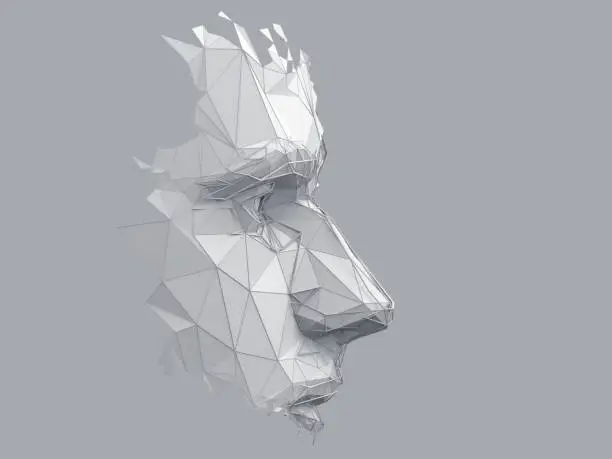 Photo of Abstract 3D Render of Polygonal Human Face