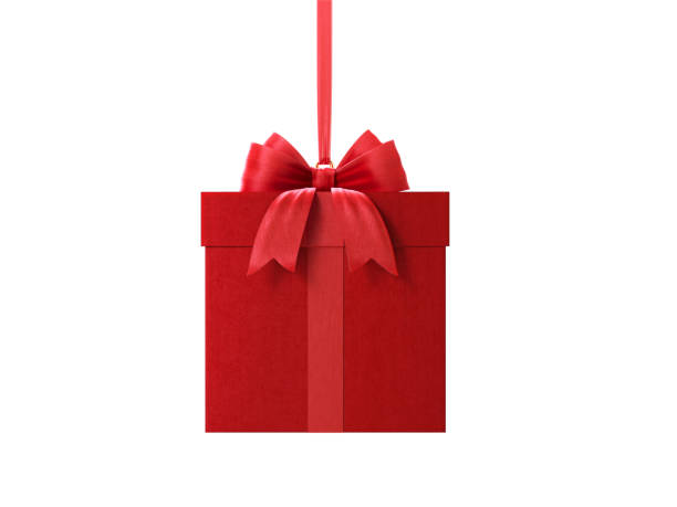 istock Red Gift Box Tied With Red Ribbon On White Background 1153435635