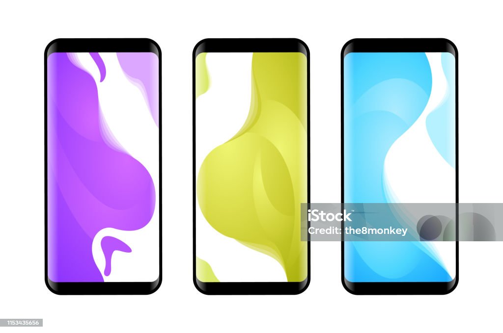 Vector phone x wallpaper collection. Editable gradient wallpapers background into phone shape Abstract stock vector