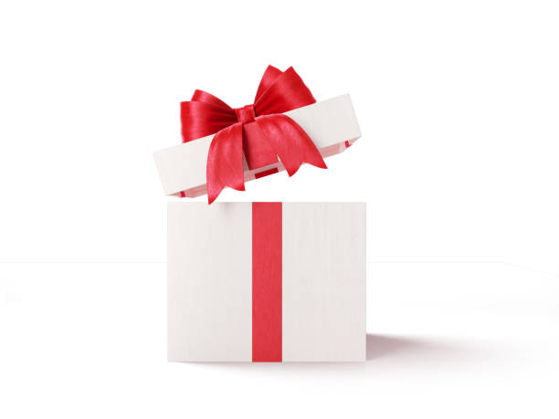 istock Open White Gift Box Tied With Red Ribbon 1153435686