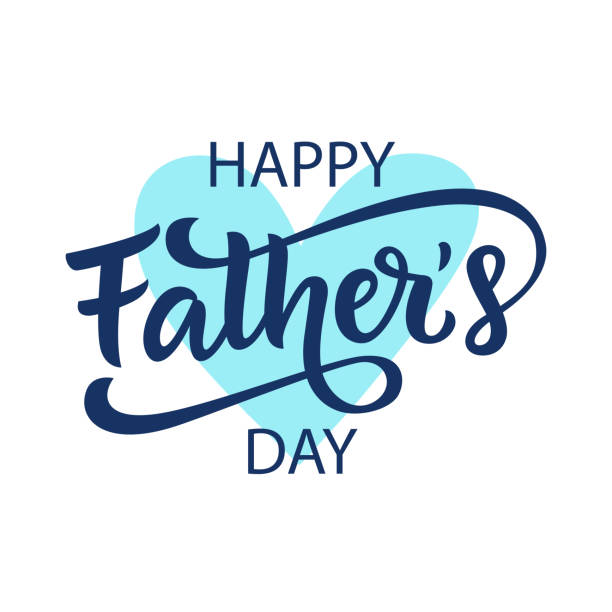 glücklicher vatertag gruß mit handgeschriebener beschriftung - fathers day stock-grafiken, -clipart, -cartoons und -symbole