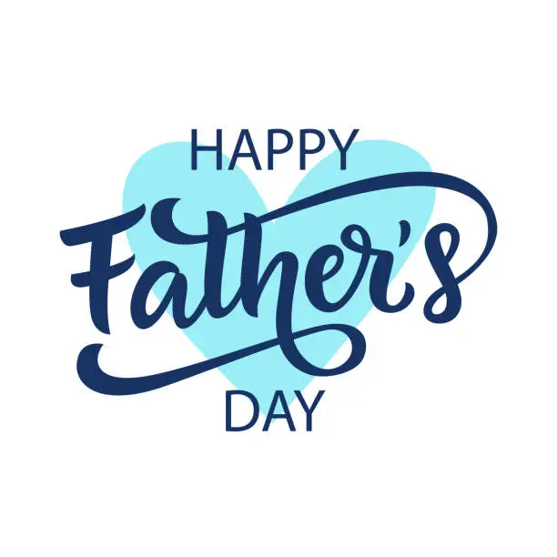 Vector illustration of Happy Fathers Day greeting with hand written lettering