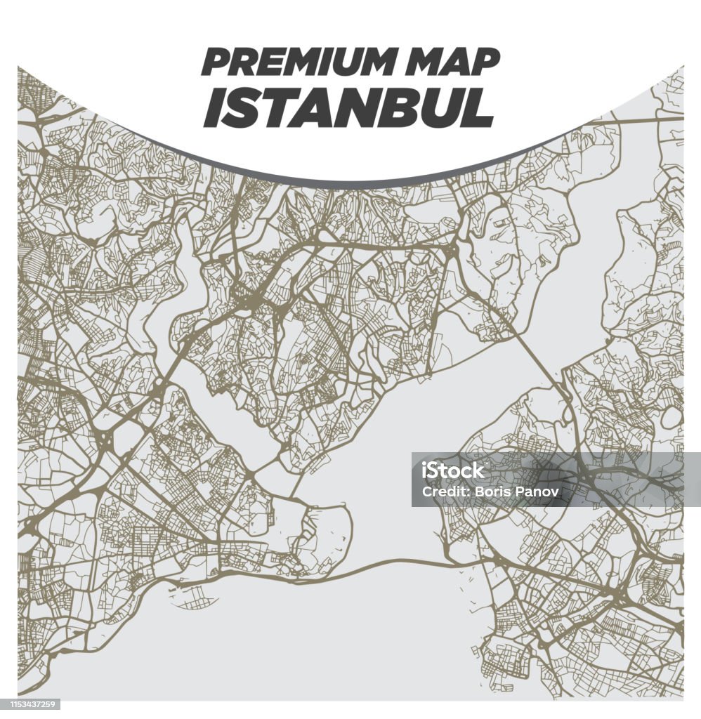 Light Neutral Beige and Brown Map of Istanbul Turkey Istanbul stock vector