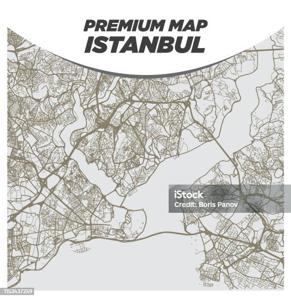 Light Neutral Beige And Brown Map Of Istanbul Turkey Stock Illustration - Download Image Now