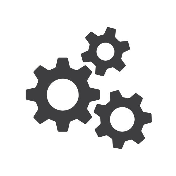 установка, gear, инструмент, cog изолированных плоский веб мобильный значок вектор знак символ кнопка элемент silhouette - оборудование иллюстрации stock illustrations