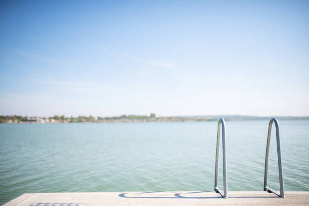 Looking out at the town of Sylvan Lake, Alberta and its namesake from the dock.