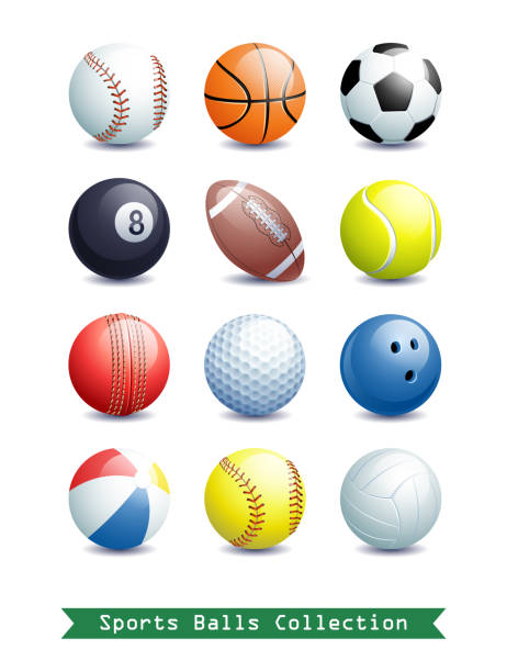 duża kolekcja różnych piłek sportowych do twoich twórczych prac. - tennis ball american football football stock illustrations