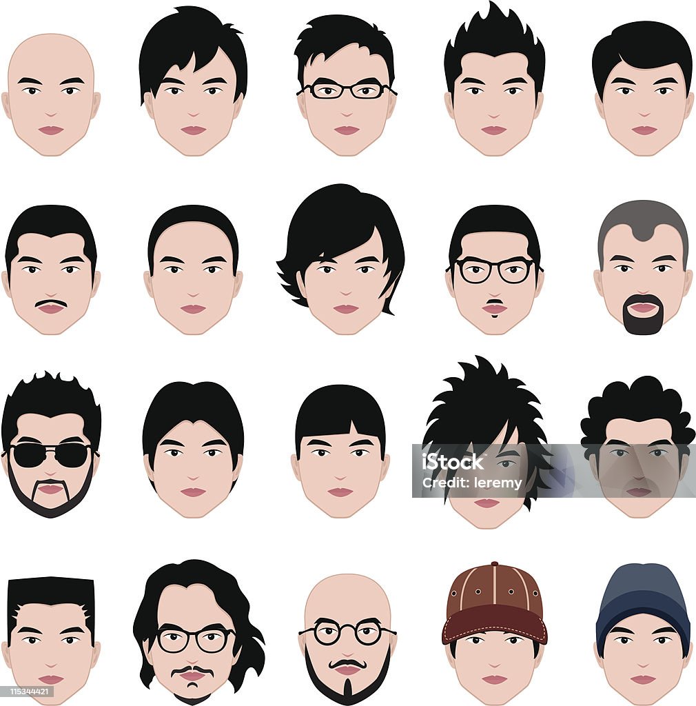 Man Male Human Face Head Hair Hairstyle Mustache Bald People Stock  Illustration - Download Image Now - iStock