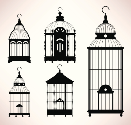 A set of retro/vintage birdcage design.