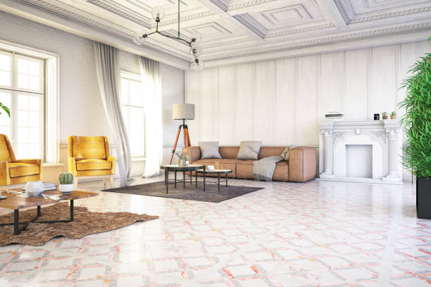 istock Loft Room with Furniture and Decorations 1153445231