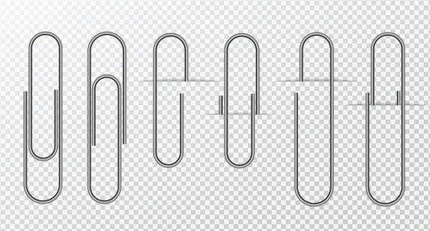 металлическая проволочная бумага на прозрачном фоне - paper clip illustrations stock illustrations