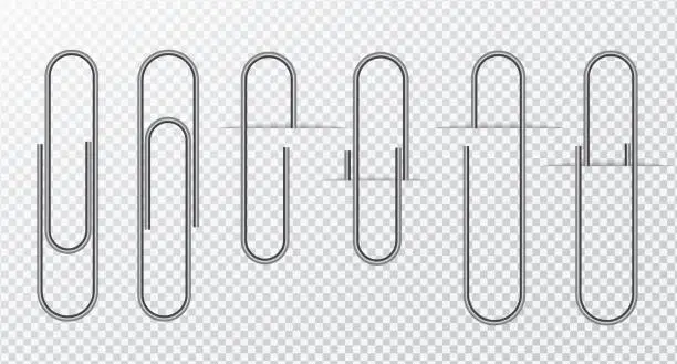 Vector illustration of Metal wire paper clip On a transparent background