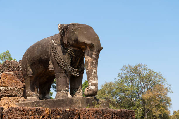 istock Carved stone elephant at Ta Som temple in Cambodia 1153445639