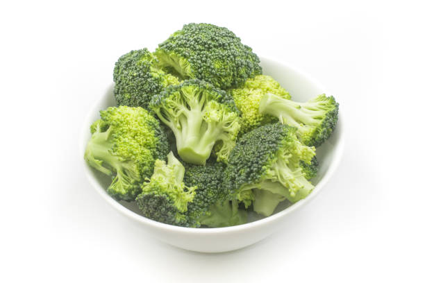 istock Broccoli sliced into small pieces in a white bowl 1153447634