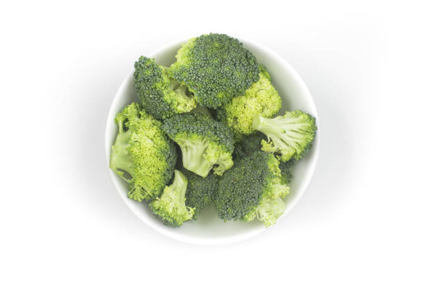 istock Broccoli sliced into small pieces in a white bowl 1153448153