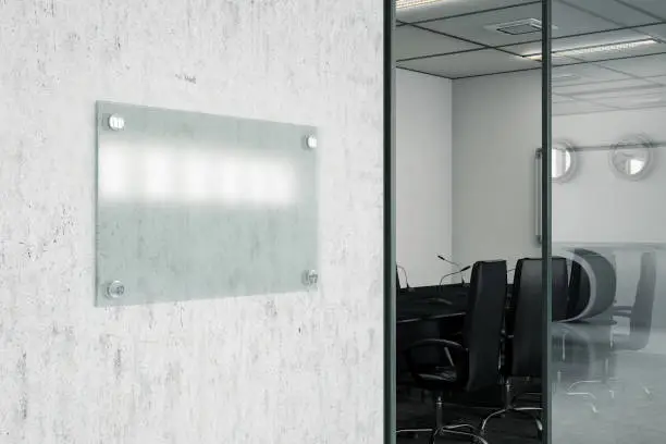 Photo of Blank Glass Nameplate sign with Office