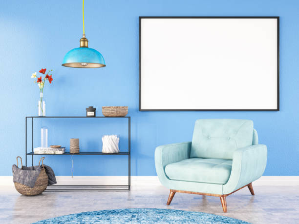 istock Empty Frame in Living Room with Armchair 1153448381