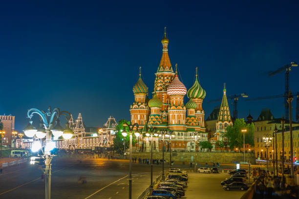 istock St Basil's cathedral on Red Square at night, Moscow, Russia 1153451836