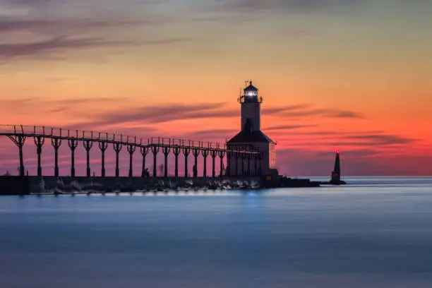 Photo of Michigan City East Pierhead Lighthouse After Sunset