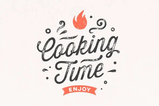 Vector illustration of Cooking Time. Kitchen poster. Kitchen Wall Decor, Sign, Quote