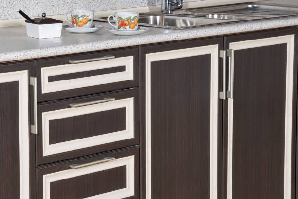istock Close up of kitchen cabinet,modern kitchen cabinet details 1153455998