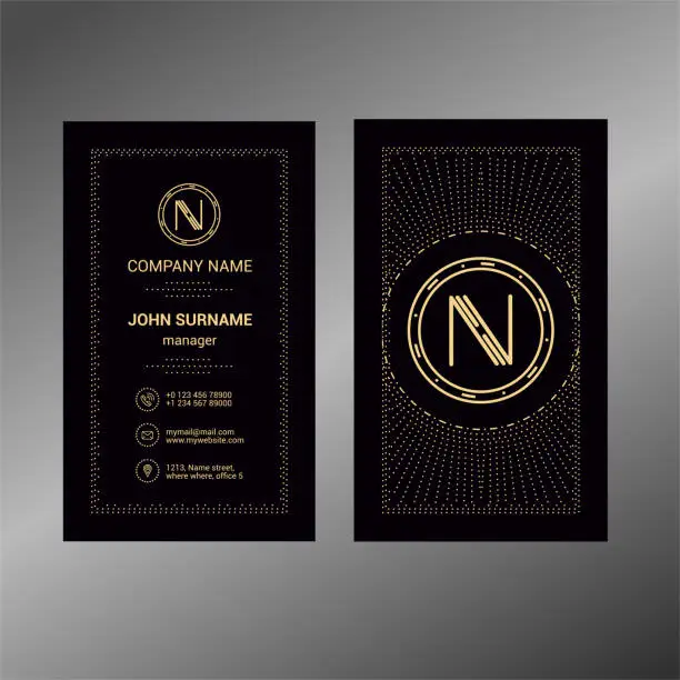 Vector illustration of Business card template with Black Deluxe background