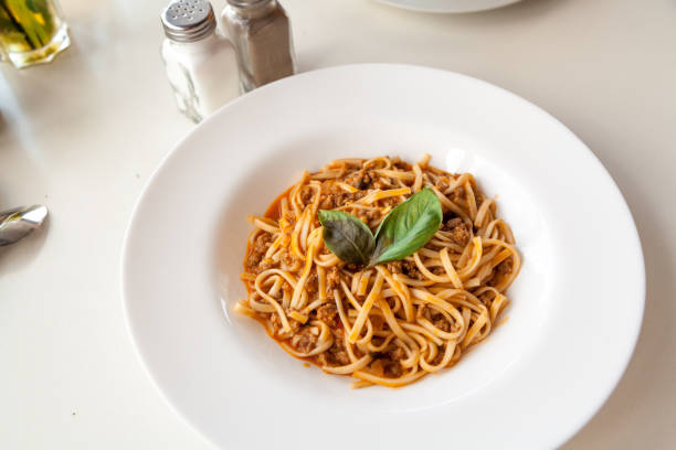 istock Dish of pasta on round white plate 1153458266