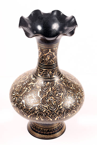 istock Metal jug with Arabic ornaments on a white background 1153459126