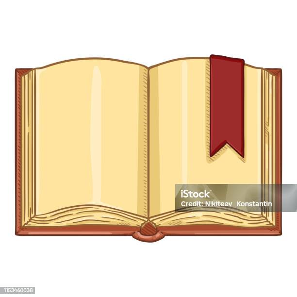 Vector Cartoon Illustration Open Book With Bookmark Stock Illustration - Download Image Now