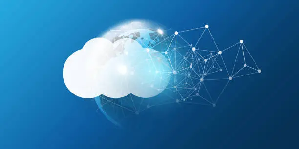 Vector illustration of Global Networks, Cloud Computing Design Concept