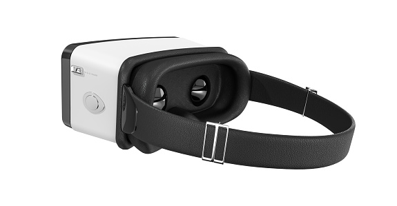 VR glasses. Black and white virtual reality headset Isolated on white background. 3D Illustration.