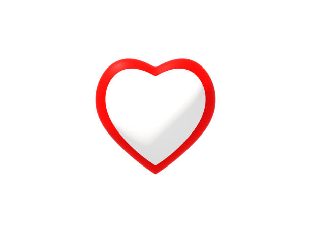 istock White heart with red borders 3d illustration background, love, romantic, wedding concept 1153462045