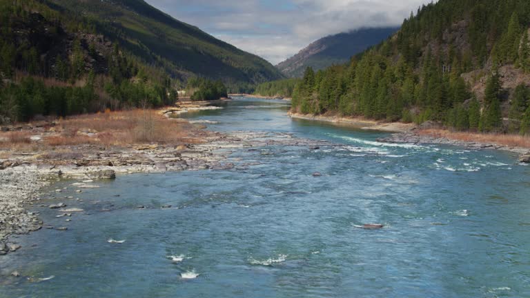 Drone Flight Over Kootenai River in Northern Montana