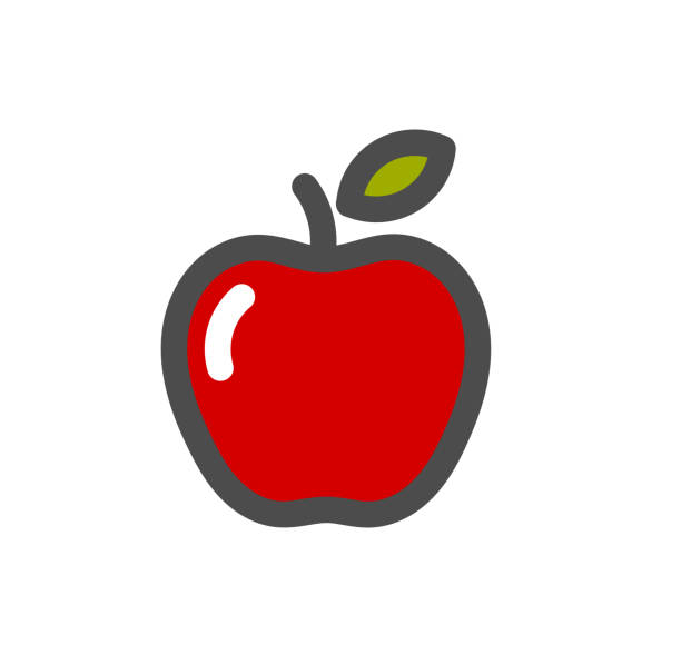 赤いリンゴの果実のアイコン。 - apple outline red vector点のイラスト素材／クリップアート素材／マンガ素材／アイコン素材