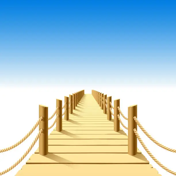 Vector illustration of Cartoon image of a wooden jetty