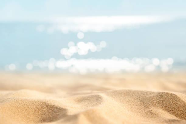 istock Summer tropical sand beach and bokeh sun light on sea background, copy space. 1153468314