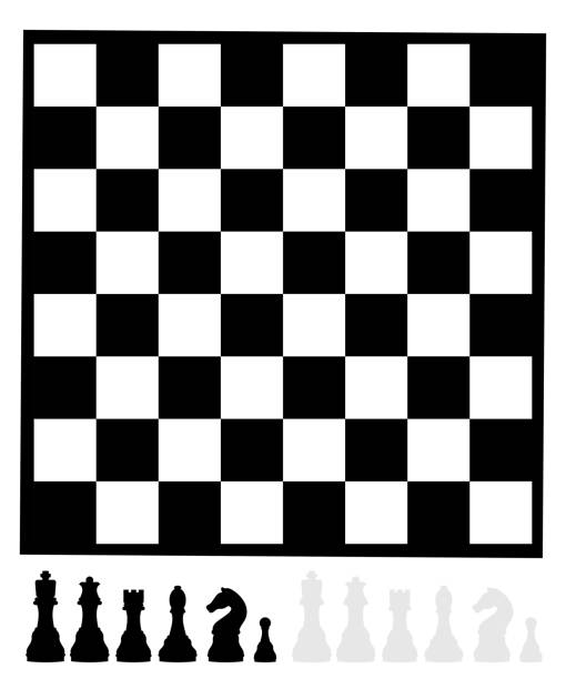 조각으로 신 플 체스 보드 - black hobbies chess knight chess stock illustrations