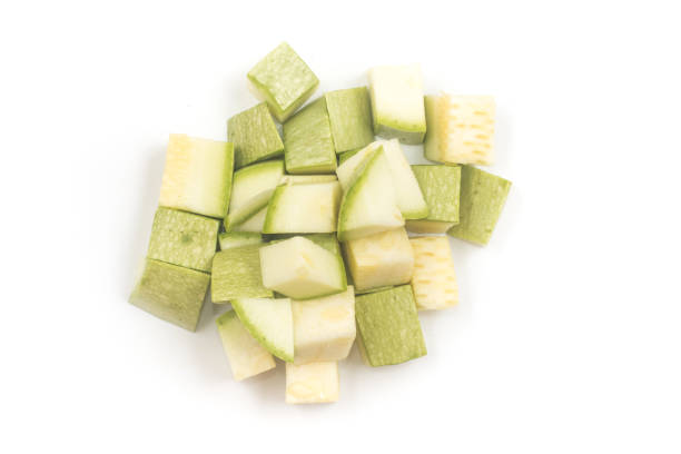 istock Zucchini Diced. Cut into cubes. Top view 1153470094