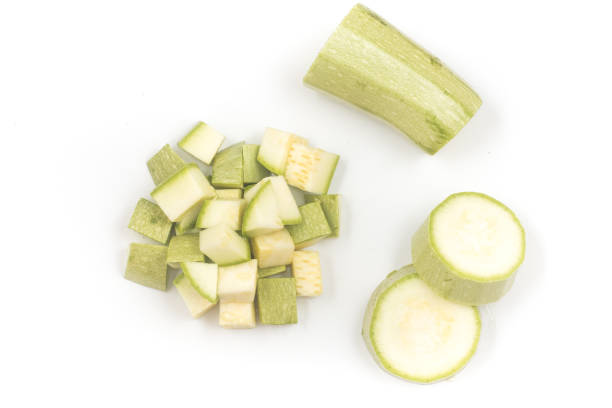 istock Zucchini Diced. Cut into cubes. Top view 1153470172