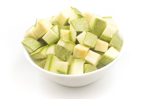 istock Zucchini Diced. Cut into cubes in a bowl 1153470757