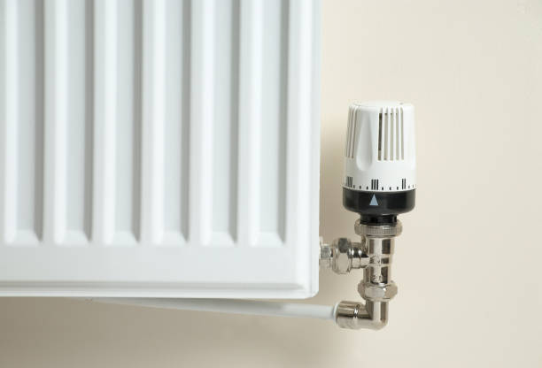 istock domestic radiator, showing the temperature control valve 1153471011